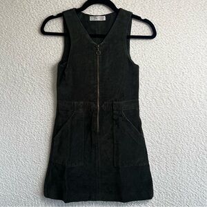 Zara‎ Girls Velvet Sleeveless Pinafore Jumper Dress Dark Green Size 11/12 Years